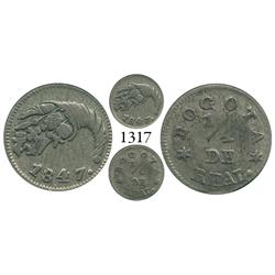 Bogotá, Colombia, 1/4 real, 1847, 6-point star, large letters.