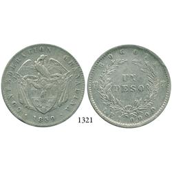 Bogotá, Colombia, 1 peso, 1859.