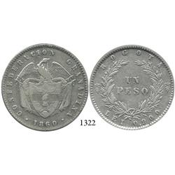 Bogotá, Colombia, 1 peso, 1860.