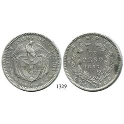 Bogotá, Colombia, 1 peso, 1867.