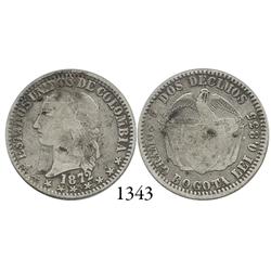 Bogotá, Colombia, 2 décimos, 1872.