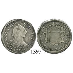 Guatemala City, Guatemala, bust 1 real, Charles III, 1772P.