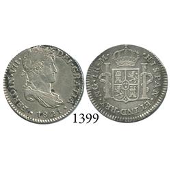 Guatemala City, Guatemala, bust 1 real, Ferdinand VII, 1821M.