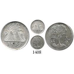 Guatemala, Central American Republic, 1/4 real, 1837-G, encapsulated NGC MS-65.