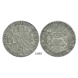 Mexico City, Mexico, pillar 8 reales, Charles III, 1765MF.