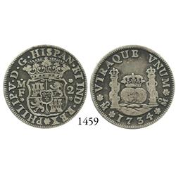 Mexico City, Mexico, pillar 2 reales, Philip V, 1734MF.