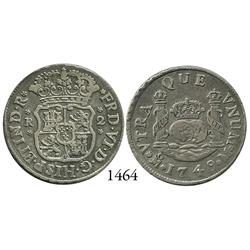 Mexico City, Mexico, pillar 2 reales, Ferdinand VI, 1749M.