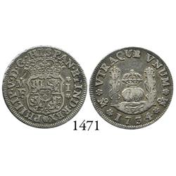 Mexico City, Mexico, pillar 1 real, Philip V, 1734/3MF.