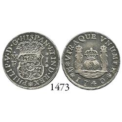 Mexico City, Mexico, pillar 1 real, Philip V, 174/30MF, unlisted overdate.