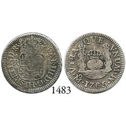 Mexico City, Mexico, pillar 1 real, Charles III, 1765/3M, unlisted.