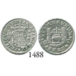 Mexico City, Mexico, pillar 1/2 real, Philip V, 1737MF.