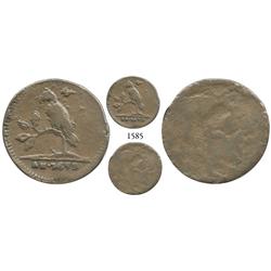Suriname (Dutch Guyana), copper 4 duit, 1679, uniface, 4 leaves, extremely rare.