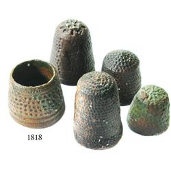 Lot of 5 bronze thimbles.