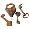 Image 1 : Lot of 1 iron padlock and 3 iron keys.