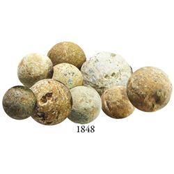 Lot of 9 lead musketballs.