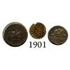 Image 1 : Lot of 3 English brass coin weights, 1600s-1700s.