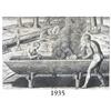 Image 1 : 1591 Theodore deBry engraving of native Americans making a canoe from a German book.