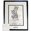 Image 1 : Framed caricature in black ink of Mel Fisher by Michael Scott of the South Florida Science Museum (W