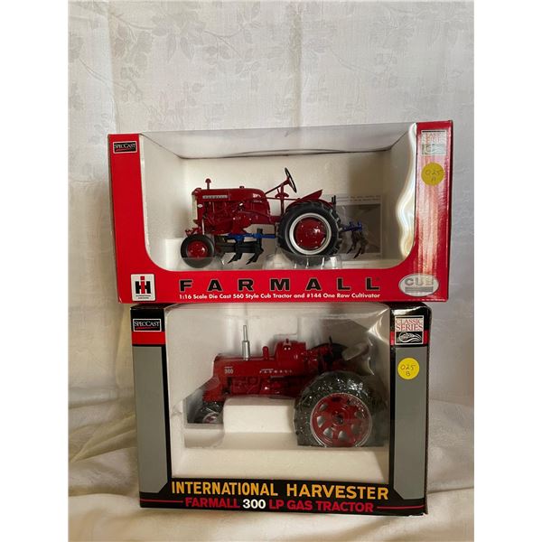 A+B  Farmall Scale Die Cast 560 Style Cab Tractor with #144 One Row Cultivator 1/16 and Internationa