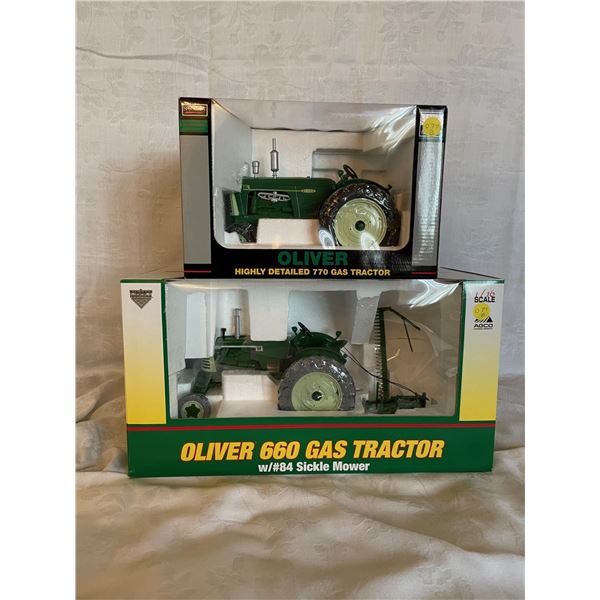 A+B  Oliver Highly 770 Gas Tractor  1/16 and Oliver 660 Gas Tractor c/#84 Sickle Mower 1/16