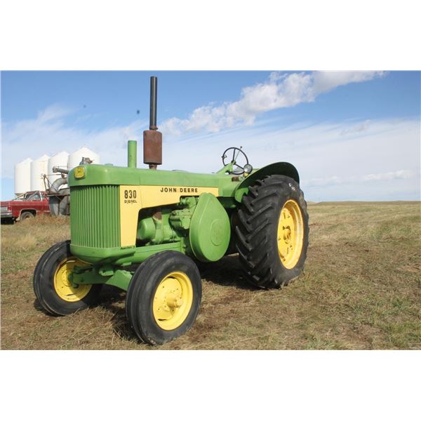 JD 830, SN- 8302090, diesel, P.S., pulley, very good original condition, 18.4" x 34" tires, single h