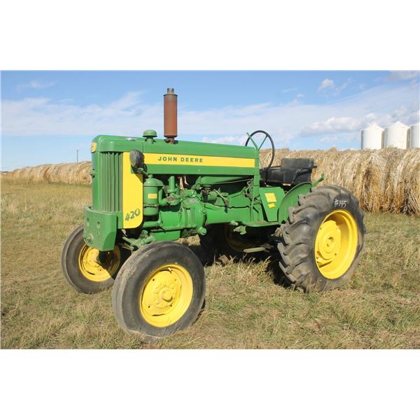 JD 420, SN- 106536, gas, nice older restoration, good rubber, 2 pt. (not attempted to run)