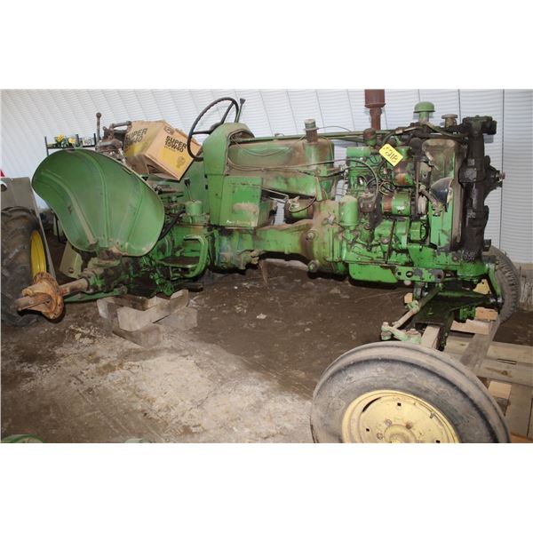 JD 430 Gas SN- 160064, On Blocks, Tires Need Tube Installed c/w 2- Rear Tires and Rims