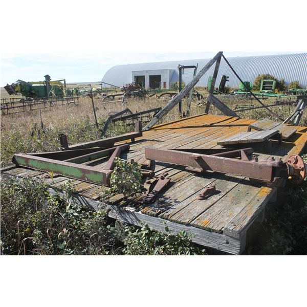 Old hay rack c/w steel framed wagon
