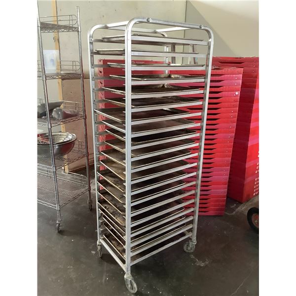 20 SHEET MOBILE BAKERS PROOFING RACK WITH BAKING SHEETS