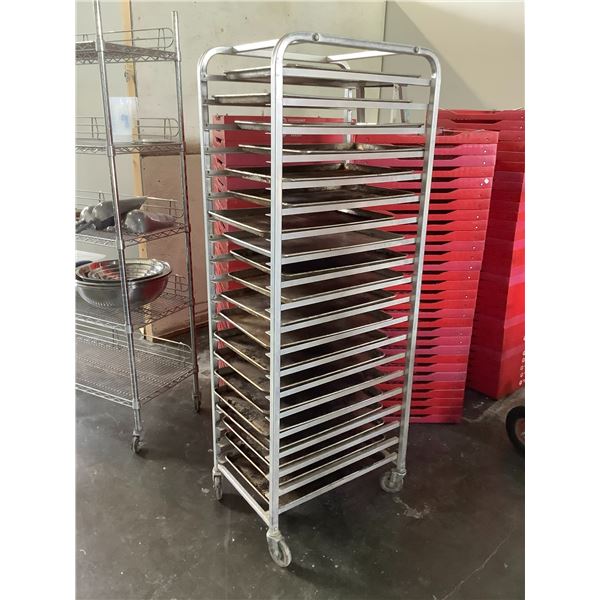 20 SHEET MOBILE BAKERS PROOFING RACK WITH BAKING SHEETS