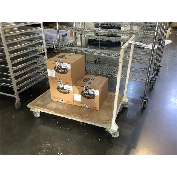 MOBILE CART & 3X25LBS BOXES OF SOFT & MOIST SLICED SWEETENED DRY CRANBERRIES