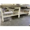 Image 4 : LARGE STAINLESS STEEL & WOOD PREP TABLE WITH CONTENTS UNDERNEATH 120"X48"38"H