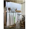 Image 1 : ASSORTED TOOLS INCLUDING; LONG HANDLE OVEN PANS, BROOMS, LEVEL, SCRAPER & MORE