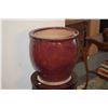 Image 2 : STONEWARE OXBLOOD PLANTERS (11 3/4" D) (PAIR)