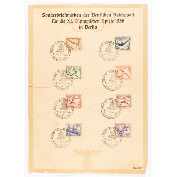 1936 OLYMPIC GAMES GERMAN POSTAL STAMPS (8)