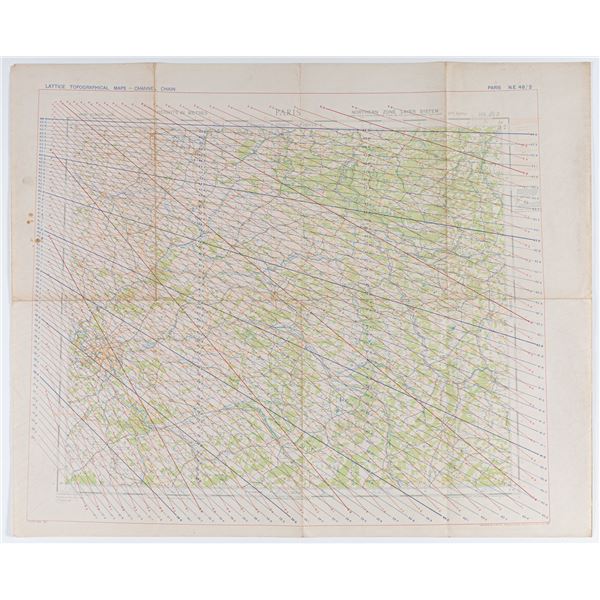 1944 U.S. MILITARY PILOT MAP OF PARIS