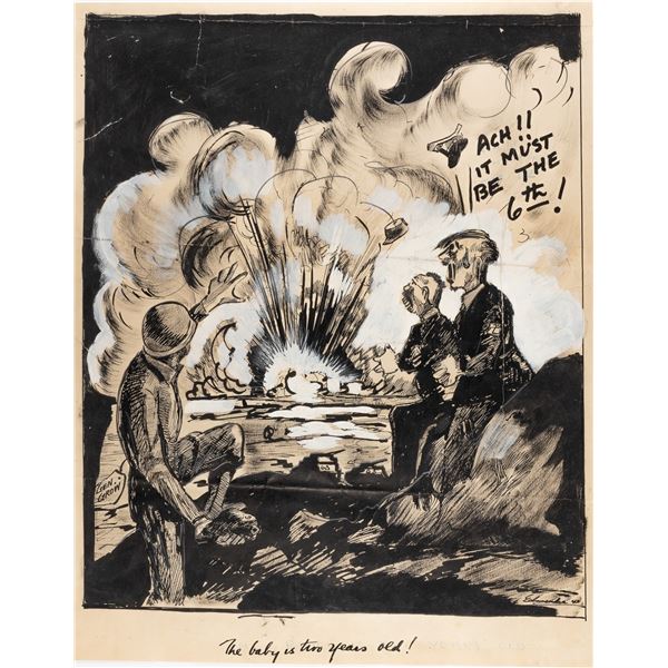 HITLER AND GENERAL GROW ORIGINAL CARTOON ARTWORK