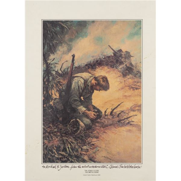 USMC CHARLES WATERHOUSE SIGNED LITHOGRAPH