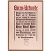 Image 1 : HITLER HONORARY CITIZENSHIP CERTIFICATE