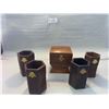 Image 2 : wooden coin box and 4 x carved wooden pen holder