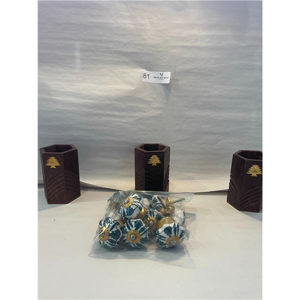 Decorative  Knobs and Wooden Pen Holders