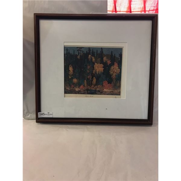 Framed Acrylic Painting of Forest Scenery