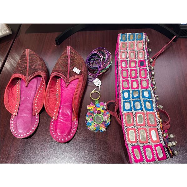 Shoes, Colourful Keychain & Traditional Belt