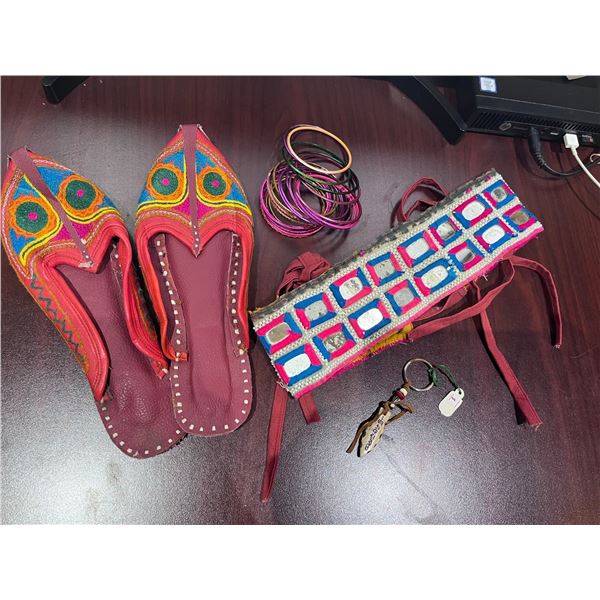 Pair of Shoes, Keychain, Traditional Belt & Assorted Bangles