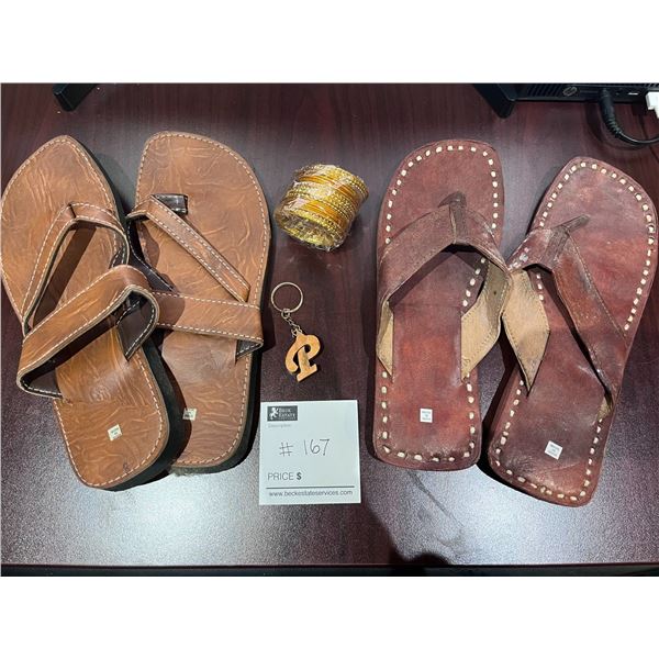 2 Pairs of Flip Flops, Set of Bangles & Letter Keychain