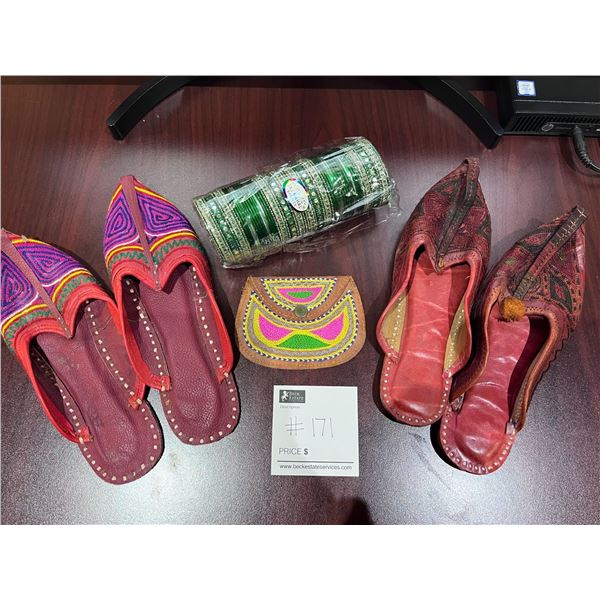 2 Pairs of Shoes, Coin Purse & Set of Taj Mahal Bangles
