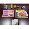 Image 1 : Wooden Frog/Turtle Statuettes, Mutton Cook Book, Jaipur & Amer Post Card Book and 2 Keychains