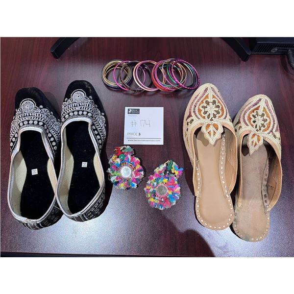 2 Pairs of Shoes, Matching Keychains & Assorted Bangles.
