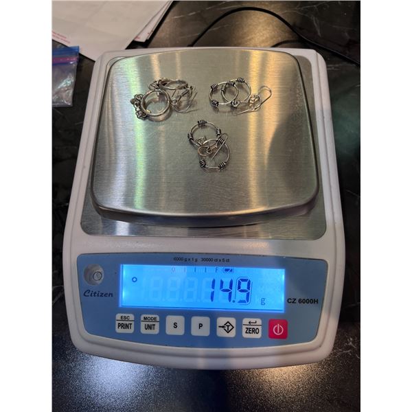 3 Pairs of Sterling Silver Earrings