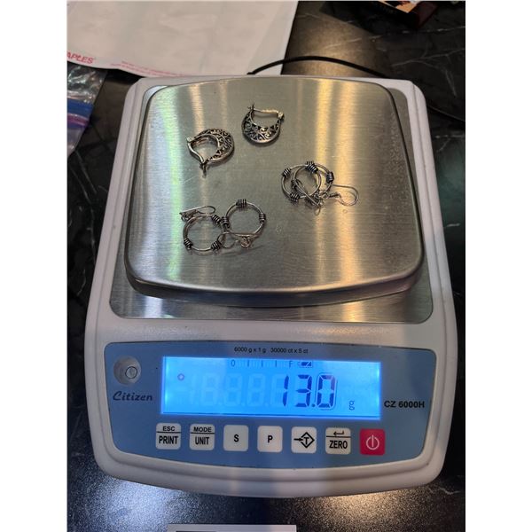 3 Pairs of Sterling Silver Earrings